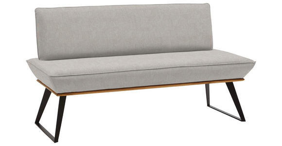 SITZBANK 180/87/64 cm Webstoff Schwarz, Eichefarben, Greige Eiche massiv  - Greige/Eichefarben, Design, Holz/Textil (180/87/64cm) - Voleo
