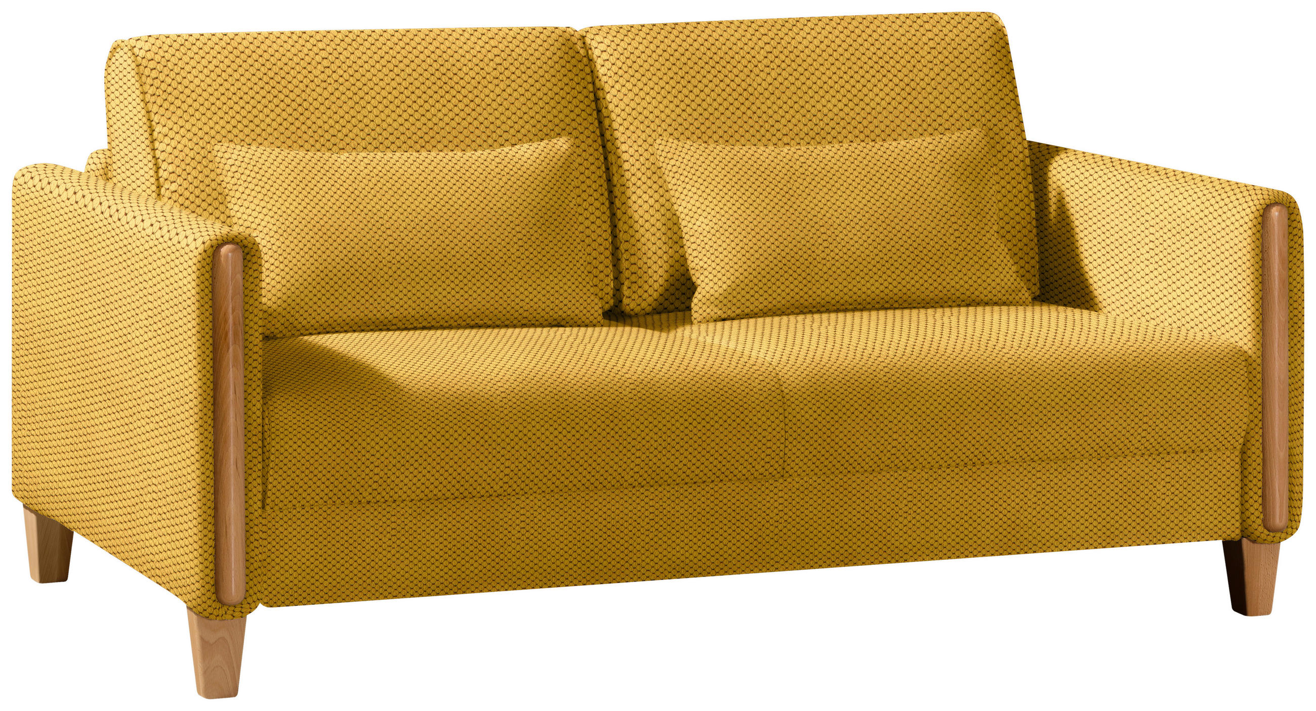 Thumbnail - Niels Andersson Schlafsofa, Buche, Currygelb, Holz, Textil, Buche, massiv, 2-Sitzer, Füllung: Schaumstoff,Schaumstoffflo...