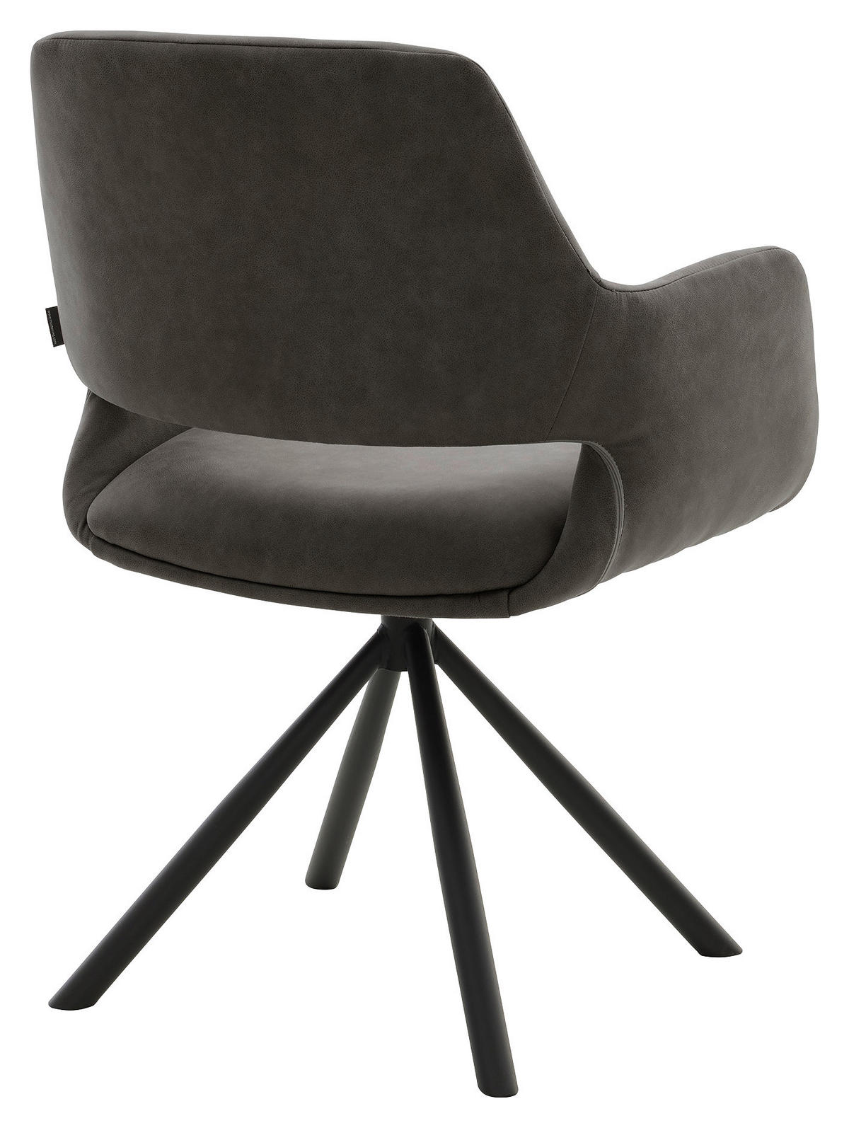 ARMLEHNSTUHL  Stoffauswahl, Sitzfläche 180° drehbar, automatische Rückholfunktion Mikrofaser  - Schlammfarben/Schwarz, Design, Textil/Metall (62/83/62cm) - Musterring