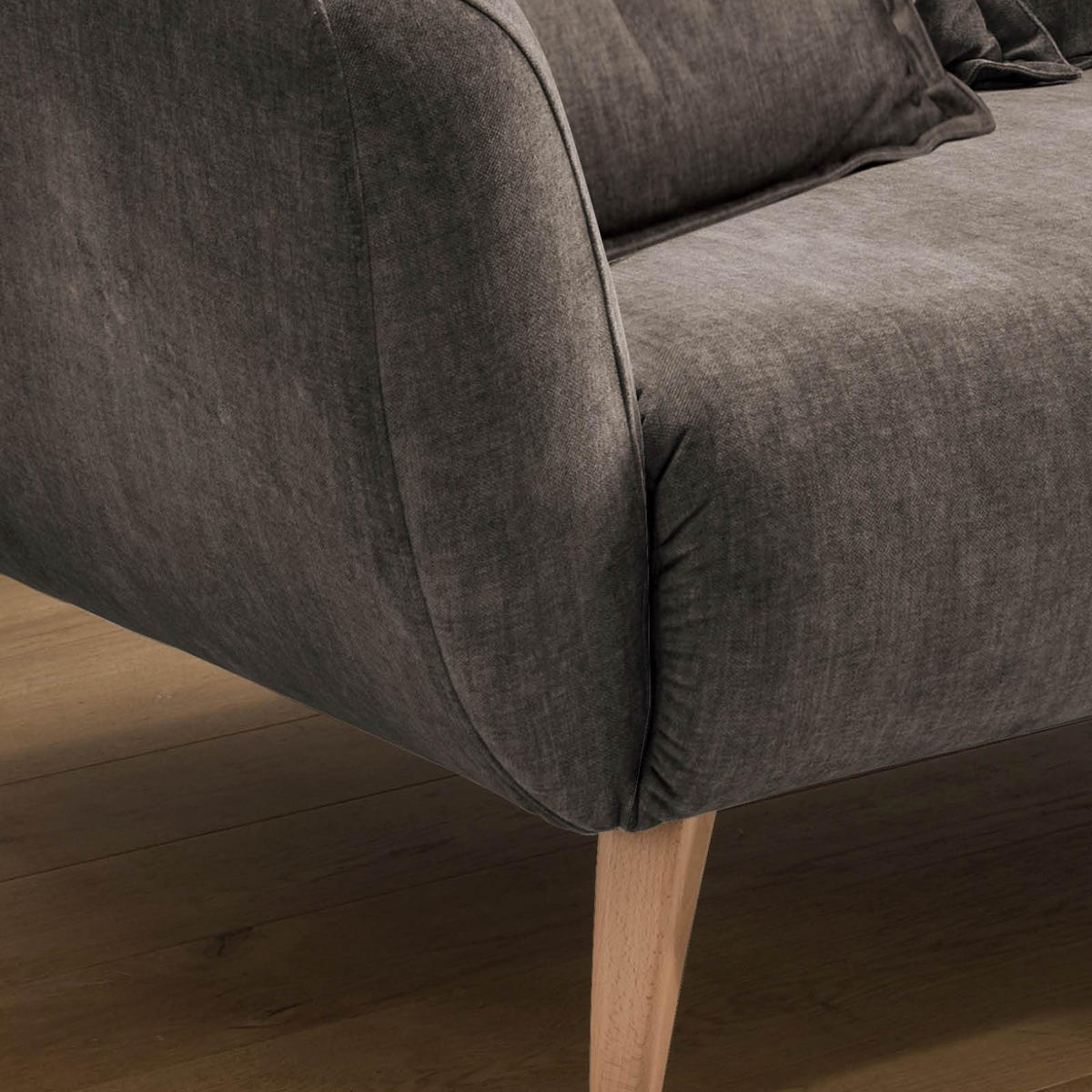 ECKSOFA in Velours Braun  - Buchefarben/Braun, Modern, Holz/Textil (277/94/162cm) - Livetastic