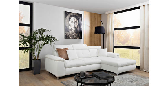 ECKSOFA in Flachgewebe Naturfarben  - Chromfarben/Naturfarben, KONVENTIONELL, Textil/Metall (268/175cm) - Carryhome