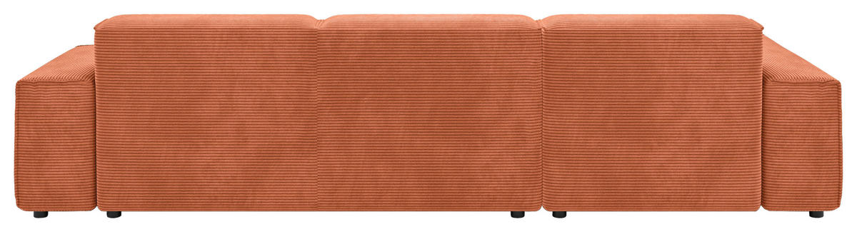 ECKSOFA in Cord Aprikose  189/300 cm  - Aprikose/Schwarz, Design, Kunststoff/Textil (189/300cm) - Pure Home Lifestyle