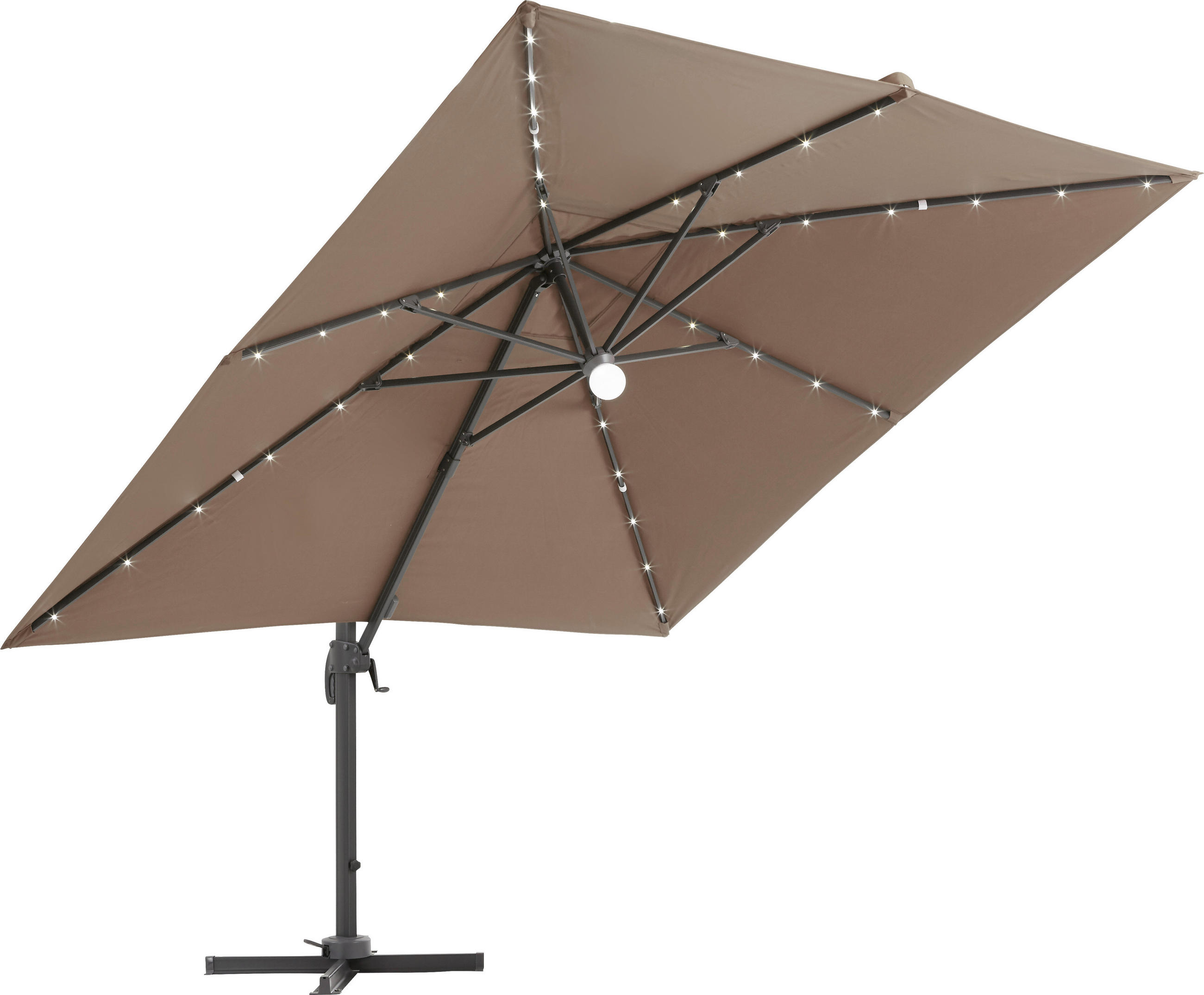 ZGLOBNI SUNCOBRAN - antracit/sivobraon, Lajfstajl, metal/tekstil (300/300cm) - Ambia Garden