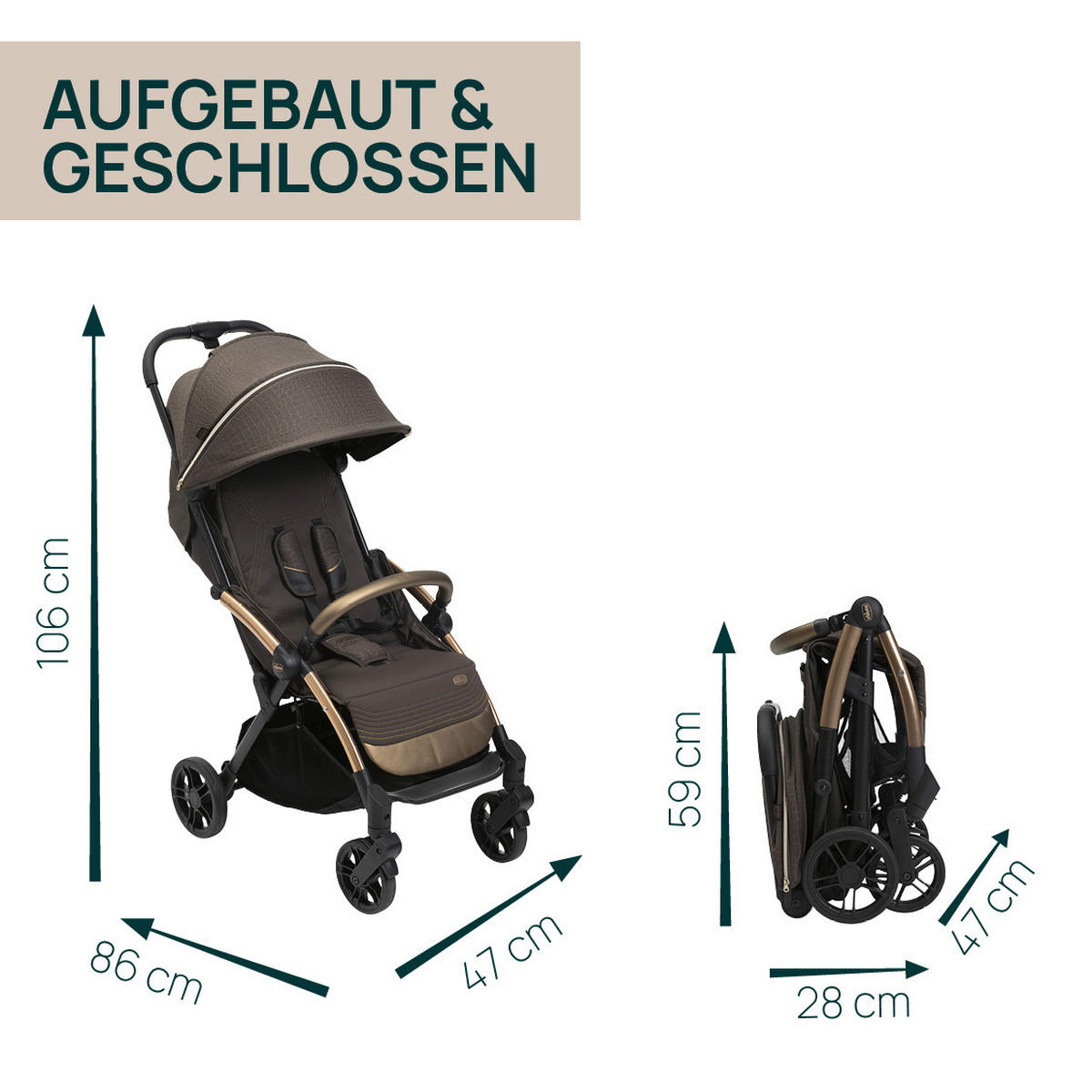 BUGGY GOODY XPLUS  - Bronzefarben, Basics, Textil/Metall (47/86/106cm) - Chicco