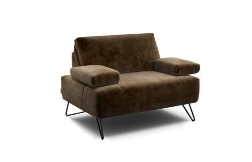 SESSEL in Samt Braun  - Schwarz/Braun, Design, Textil/Metall (114-142/85/86-94cm) - SENSOO