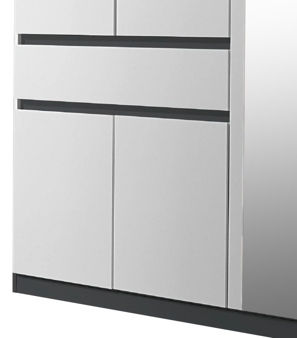 KLEIDERSCHRANK 136/197/54 cm 5-türig Grau, Weiß  - Weiß/Grau, Design, Glas/Holzwerkstoff (136/197/54cm) - Rauch Möbel