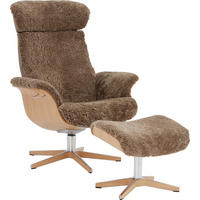 RELAXSESSEL in Holz, Metall, Fell Braun, Eichefarben, Alufarben  - Eichefarben/Alufarben, Natur, Holz/Fell (80/104.5/81cm) - Conform