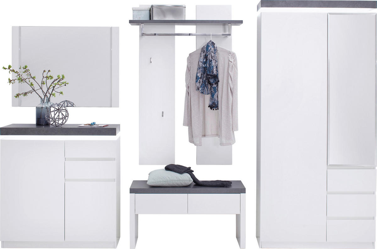 SCHUHSCHRANK 91/97/38 cm  - Weiss/Grau, Design, Holzwerkstoff (91/97/38cm) - Novel