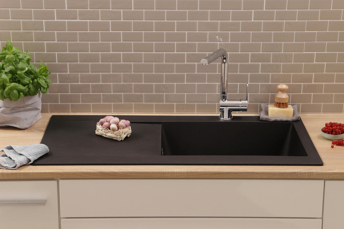 SPÜLE DENVER100X501BS  - Schwarz, Trend, Glas/Kunststoff (100/19,8/50cm) - Respekta