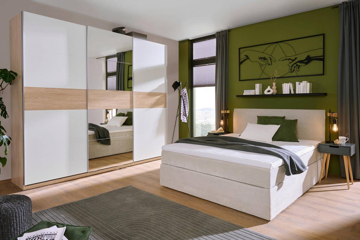 BOXSPRINGBETT 160/200 cm  in Hellgrau  - Hellgrau/Schwarz, KONVENTIONELL, Holz/Textil (160/200cm) - Boxxx