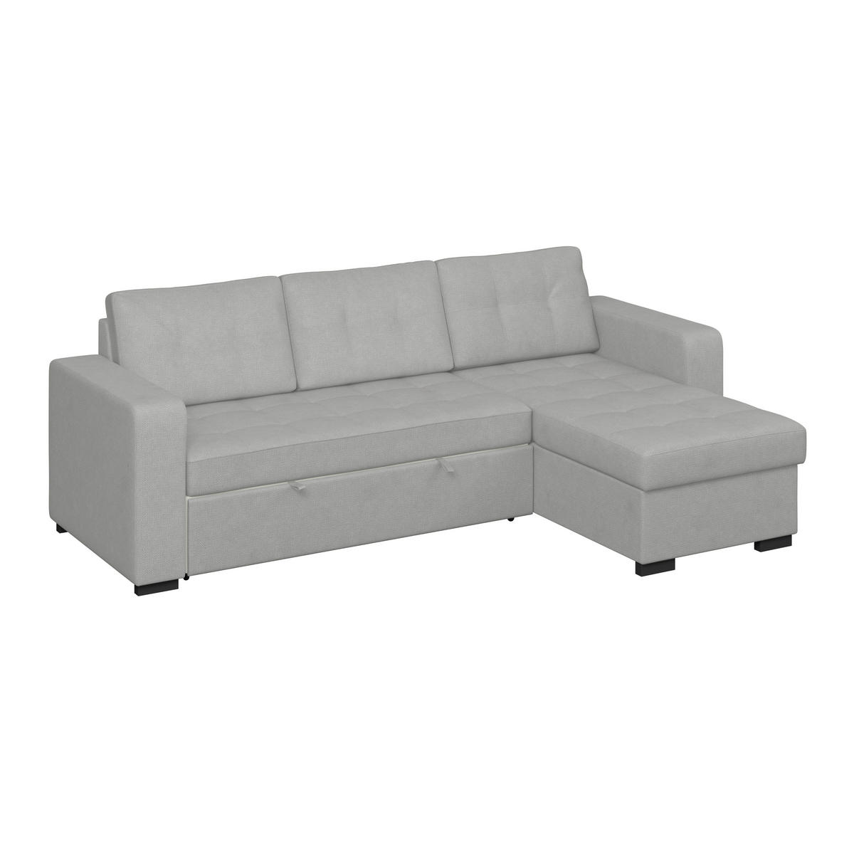 ECKSOFA Mikrofaser, Struktur Grau  - Schwarz/Grau, Trend, Textil/Metall (239/160cm) - MID.YOU