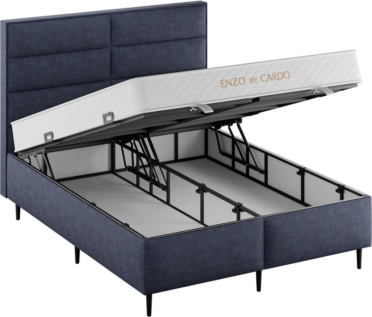 KÁRPITOZOTT ÁGY SZETT 160/200 cm  kék  - fekete/kék, Basics, műanyag/faalapú anyag (160/200cm) - Cardo