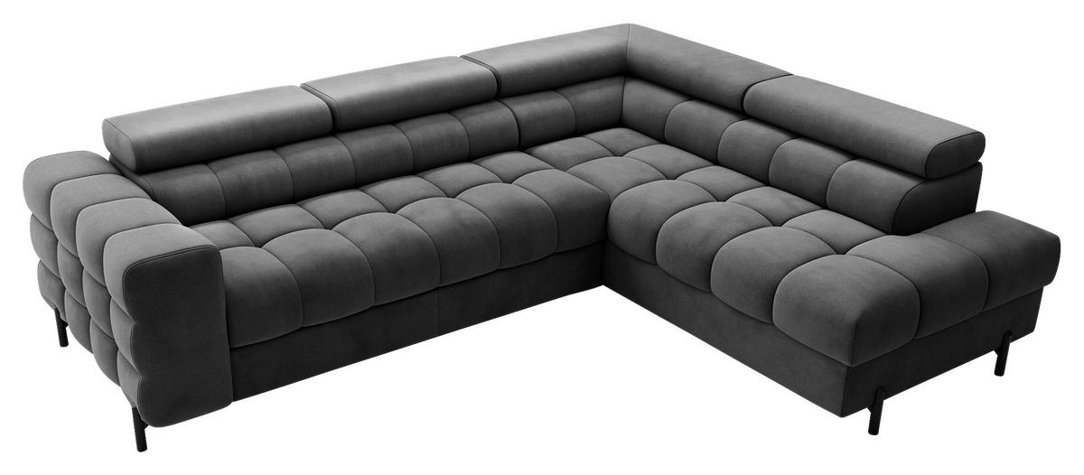 ECKSOFA FERUCCE in Flachgewebe Dunkelgrau  276/200 cm  - Dunkelgrau/Schwarz, Design, Textil/Metall (276/200cm) - MID.YOU