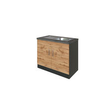 SPÜLENUNTERSCHRANK 100/85/60 cm  in Eichefarben  - Chromfarben/Eichefarben, Modern, Holzwerkstoff/Metall (100/85/60cm) - Held