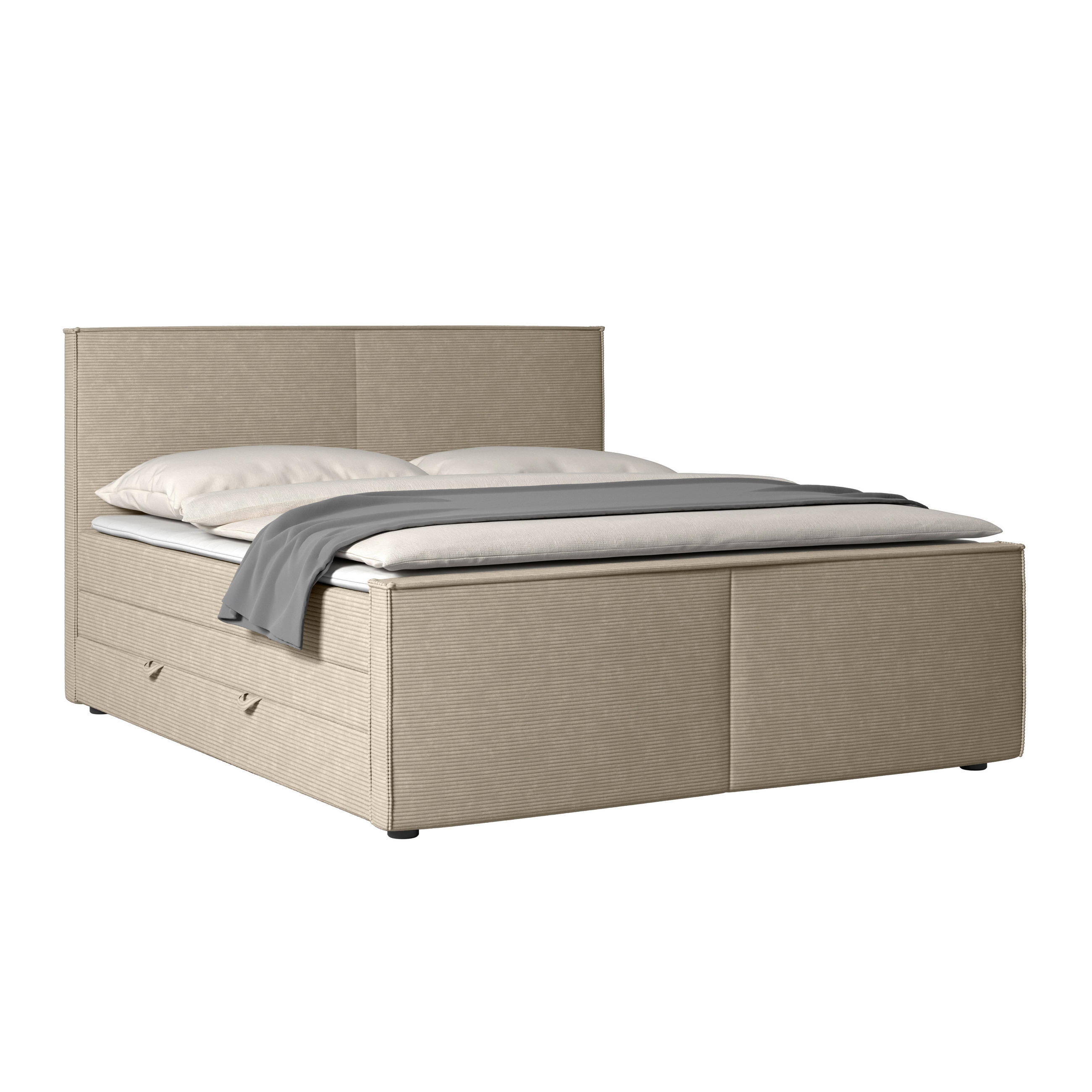 POSTELJA BOXSPRING   x  , kovina, umetna masa, tekstil, karton, leseni material bež  - črna/bež, Moderno, kovina/umetna masa (180/200cm) - MID.YOU