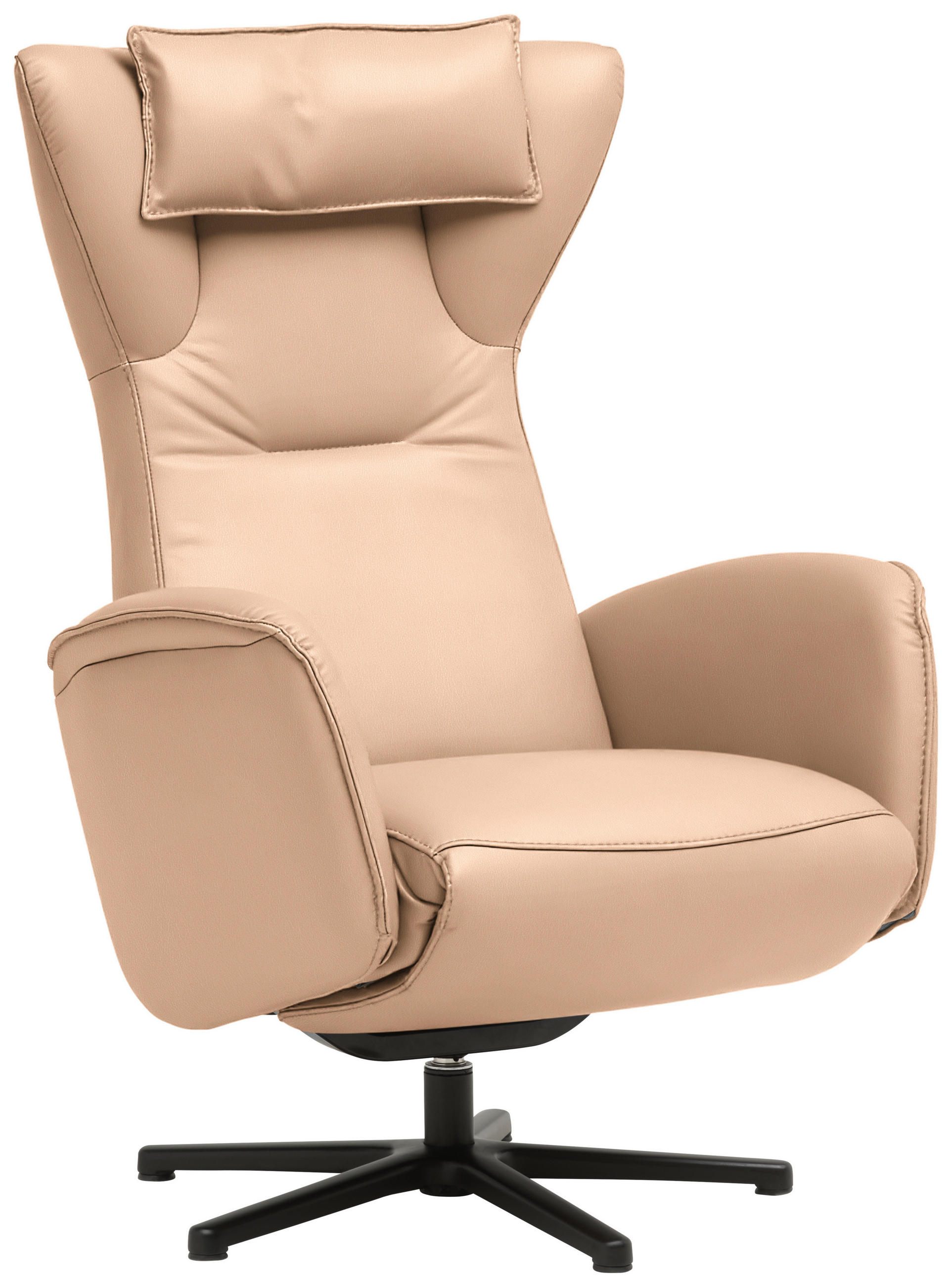 RELAXSESSEL Leder Beigebraun  - Beigebraun/Schwarz, Design, Leder/Metall (75/106/86cm) - Valdera
