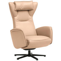 RELAXSESSEL Leder Beigebraun  - Beigebraun/Schwarz, Design, Leder/Metall (75/106/86cm) - Valdera
