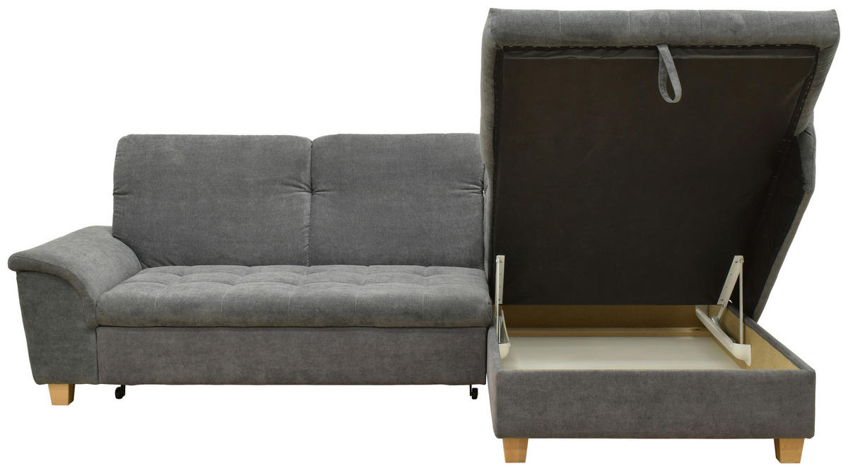 ECKSOFA Dunkelgrau Mikrofaser  - Eichefarben/Dunkelgrau, KONVENTIONELL, Holz/Textil (279/170cm) - MID.YOU
