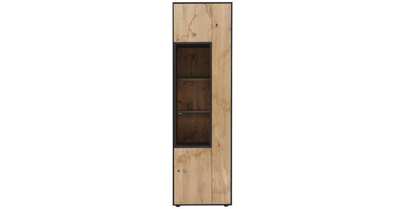 VITRINE in vollmassiv Eiche Anthrazit, Eichefarben - Eichefarben/Anthrazit, Natur, Glas/Holz (60/206/39cm) - Valnatura