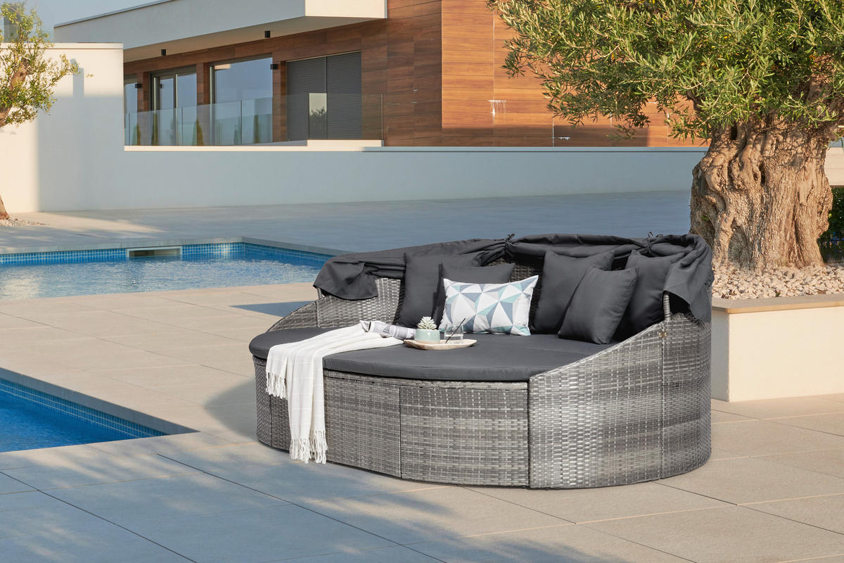 SONNENINSEL 230/145/140 cm  - Grau, MODERN, Kunststoff/Textil (230/145/140cm) - Ambia Garden
