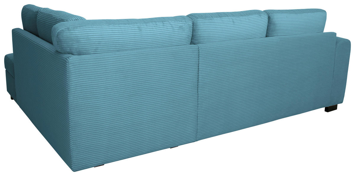 ECKSOFA JOHN Hellblau Cord Rückenkissen, Bettkasten, Liegefläche im Originalstoff  - Schwarz/Hellblau, Trend, Kunststoff/Textil (239/178cm) - P & B