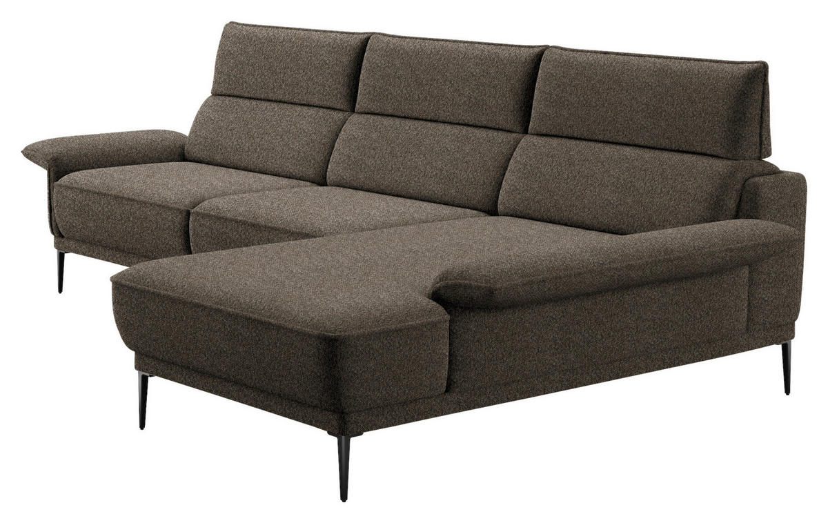 ECKSOFA in Bouclé Taupe  - Taupe/Schwarz, Design, Textil/Metall (330/186cm) - Johann Jakob