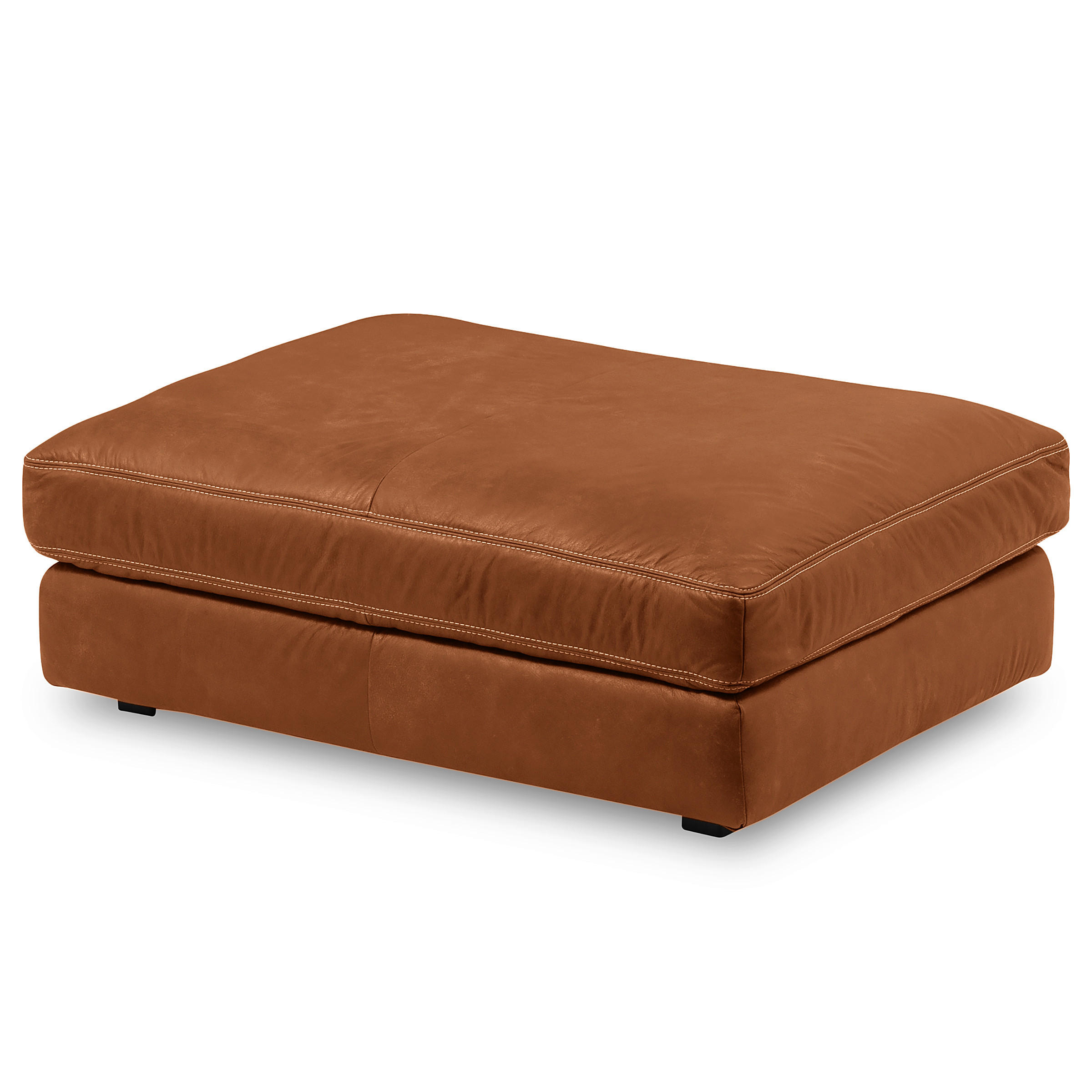 HOCKER in Leder Karamell  - Beige/Karamell, Design, Leder/Kunststoff (123/45/93cm) - Livetastic