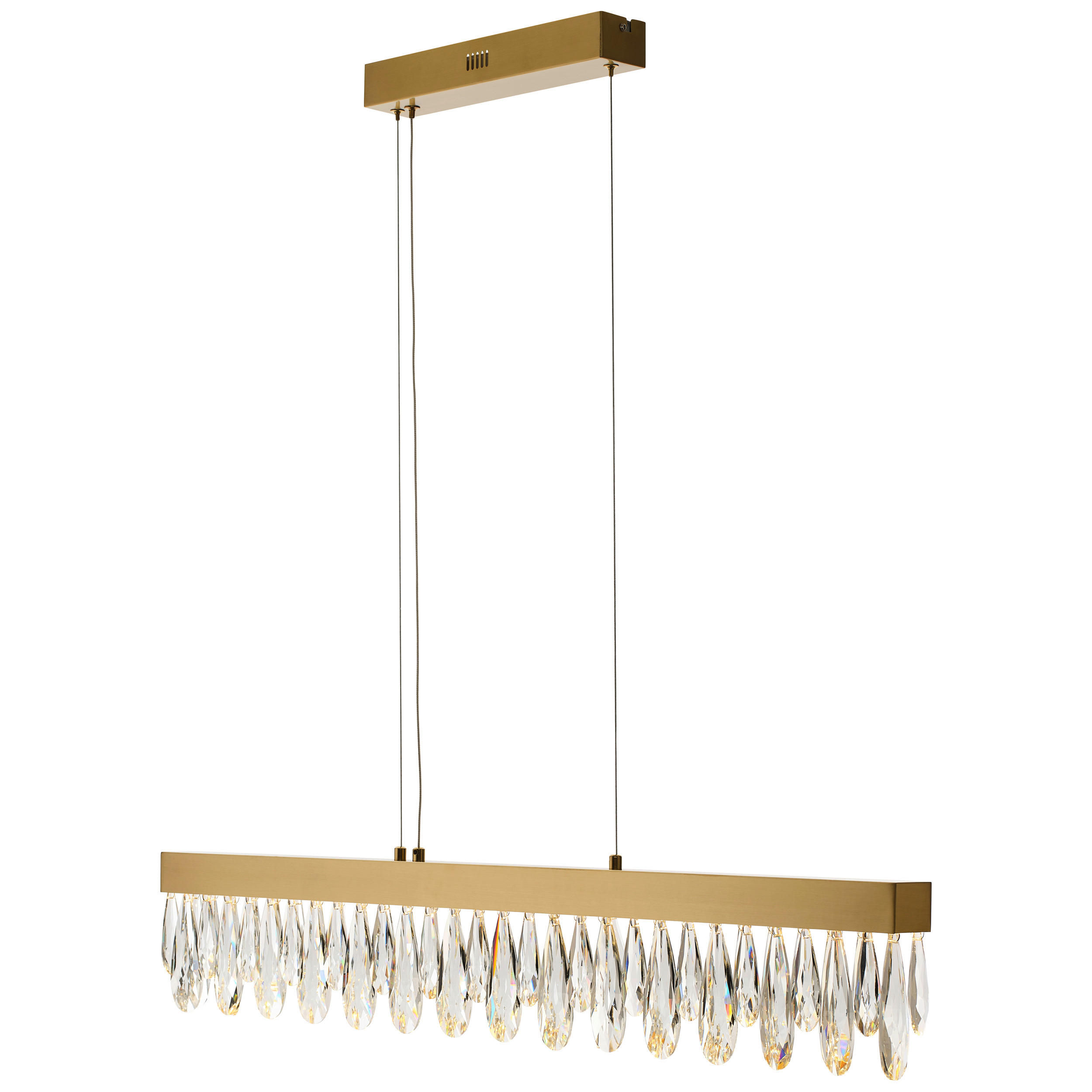 Thumbnail - Brilliant Kristall-Hängeleuchte Celestia, Messing, Metall, Glas, länglich,länglich, F, 6x150 cm, RoHS, Reach, CE, höhenv...