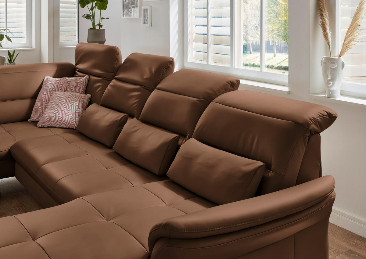 SALON PANORAMIQUE in Echtleder Braun  - Schwarz/Braun, Design, Leder/Metall (206/336/181cm) - Beldomo Speed