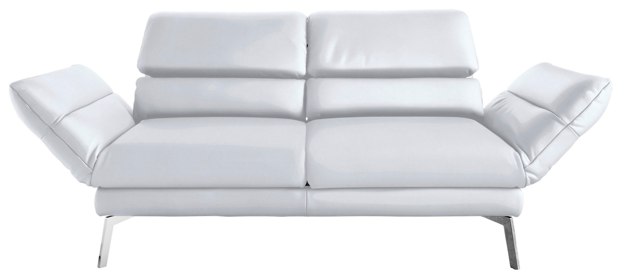 2-SITZER-SOFA Echtleder Weiß  - Chromfarben/Weiß, Design, Leder/Metall (178-226/82/96-177cm) - Dieter Knoll