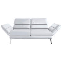 2-SITZER-SOFA Echtleder Weiß  - Chromfarben/Weiß, Design, Leder/Metall (178-226/82/96-177cm) - Dieter Knoll