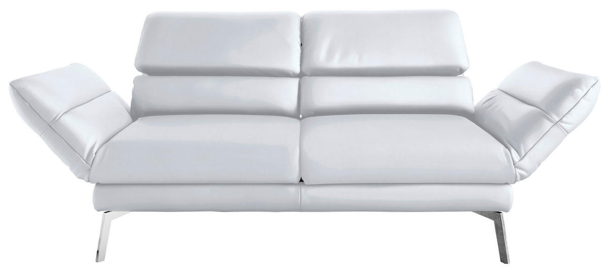 2-SITZER-SOFA Echtleder Weiß  - Chromfarben/Weiß, Design, Leder/Metall (178-226/82/96-177cm) - Dieter Knoll