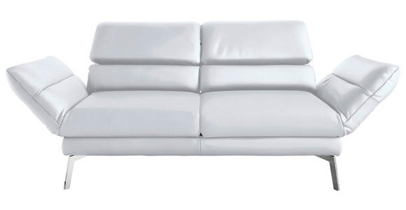 2-SITZER-SOFA Echtleder Weiß  - Chromfarben/Weiß, Design, Leder/Metall (198-246/83/96-187cm) - Dieter Knoll