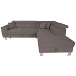 ECKSOFA inkl. Funktionen Anthrazit Cord Zierkissen, Bettkasten, Schlaffunktion, Kopfteilverstellung, Kopfstütze  - Anthrazit/Silberfarben, Design, Textil/Metall (257/226cm) - Xora