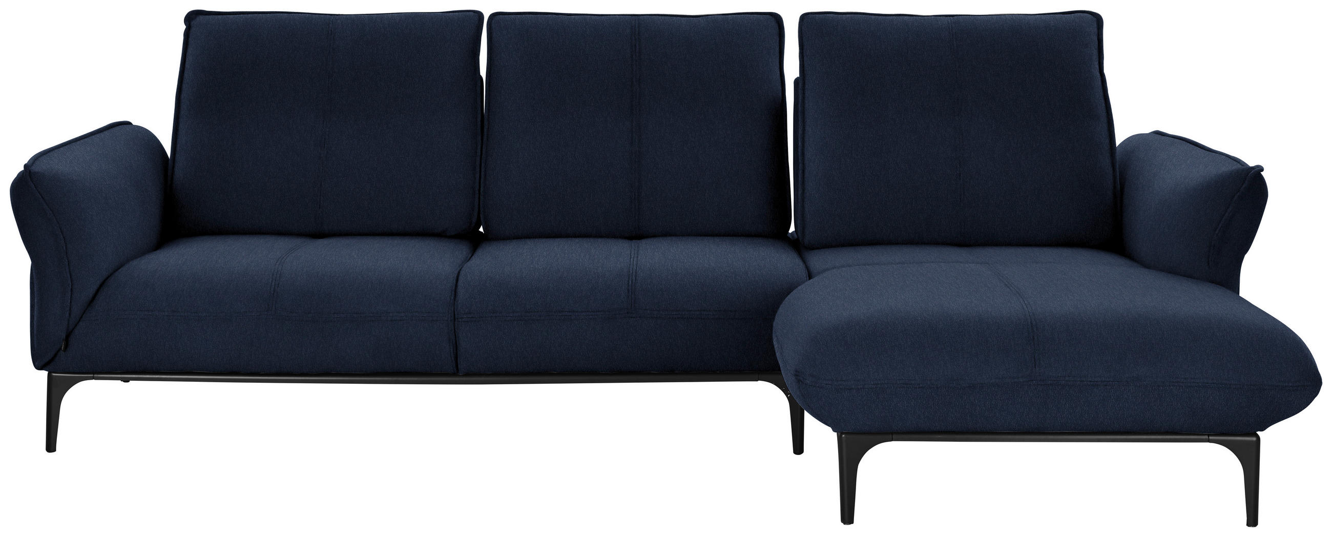 ECKSOFA in Echtleder Dunkelblau  - Schwarz/Dunkelblau, Natur, Leder (277/182cm) - Valnatura