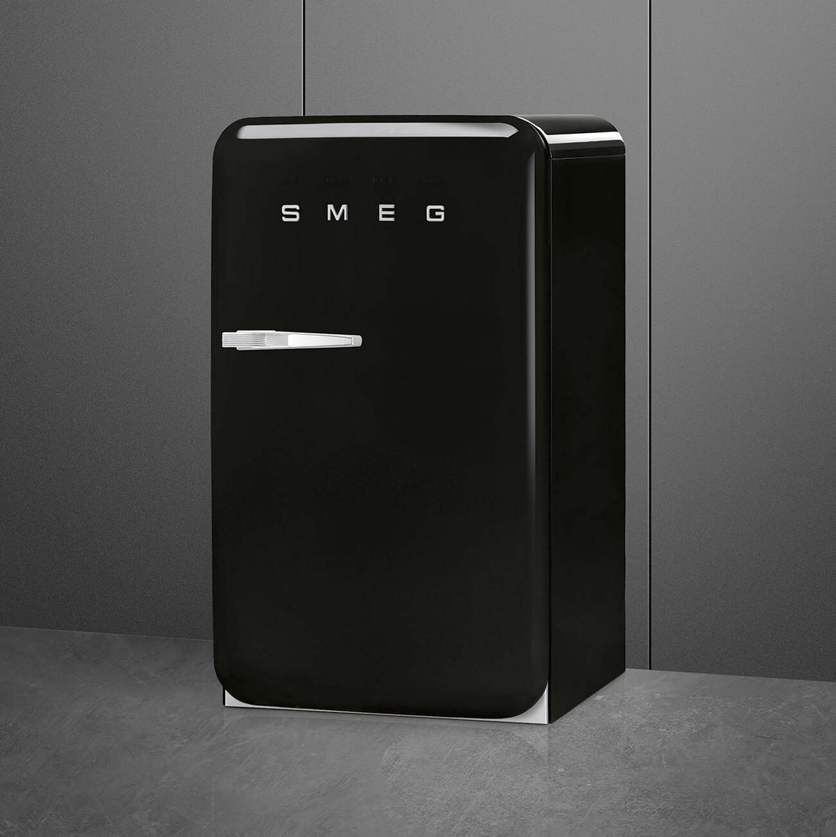 KÜHLSCHRANK 54.5/97.0/70.1 cm  - Schwarz Hochglanz, Trend, Metall (54.5/97.0/70.1cm) - SMEG