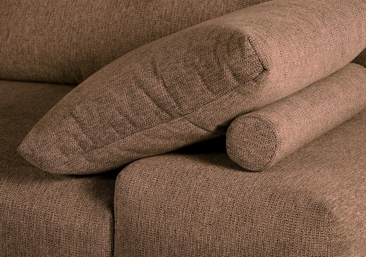 HÖRNSOFFA i flatväv cognacfärgad  - cognacfärgad/svart, Klassisk, metall/textil (240/310cm) - MID.YOU