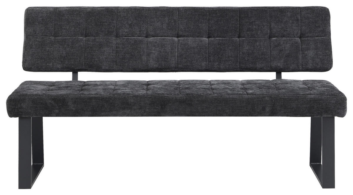 SITZBANK 160/85/56 cm Webstoff Dunkelgrau  - Dunkelgrau/Schwarz, MODERN, Textil/Metall (160/85/56cm) - Livetastic