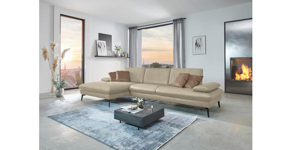 ECKSOFA in Echtleder Naturfarben 157/325 cm - Schwarz/Naturfarben, Design, Leder/Metall (157/325cm) - Dieter Knoll
