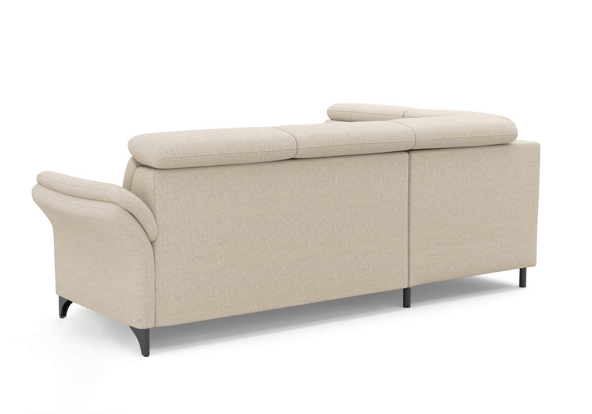 ECKSOFA Flachgewebe Creme  - Creme/Schwarz, Konventionell, Textil/Metall (193/247cm) - Sit & More