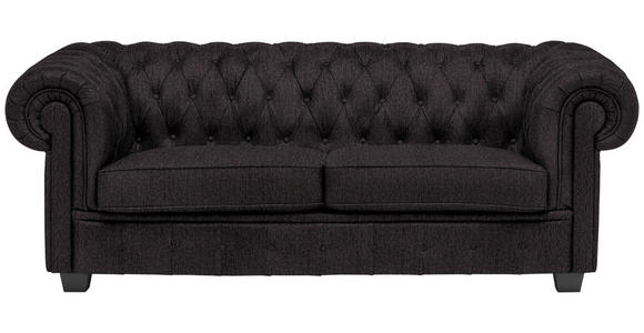 CHESTERFIELD-SOFA Webstoff Anthrazit  - Wengefarben/Anthrazit, LIFESTYLE, Holz/Textil (206/76,5/96cm) - Landscape