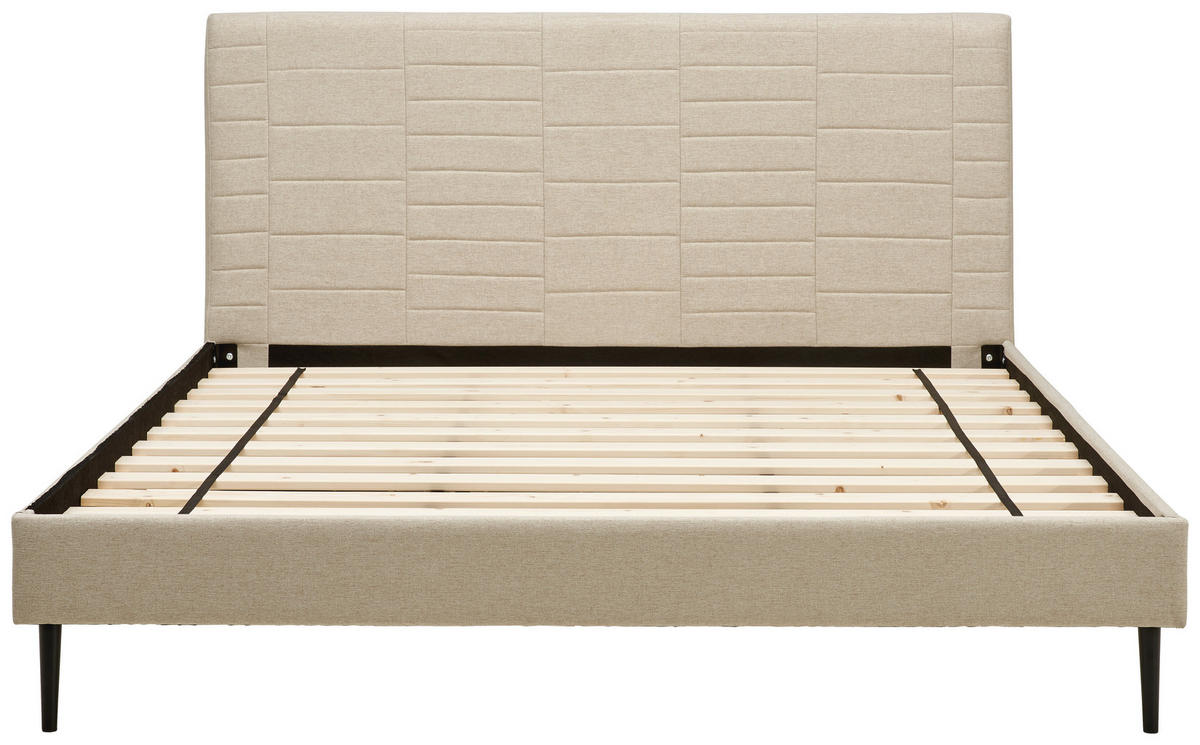 KÁRPITOZOTT ÁGY 180/200 cm  bézs  - bézs/natúr, Modern, textil/fa (180/200cm) - Livetastic