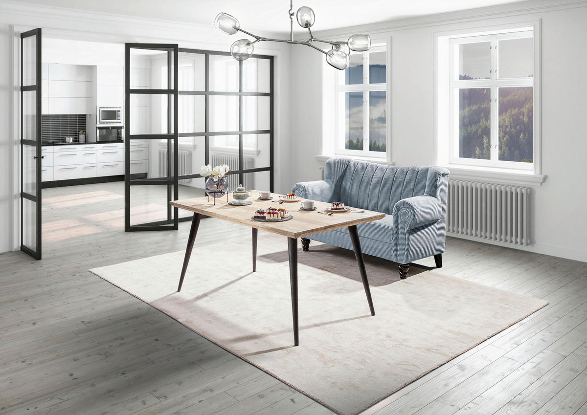 2-SITZER-SOFA in Cord Hellblau  - Dunkelbraun/Hellblau, Design, Holz/Textil (168/96/75cm) - Ambia Home