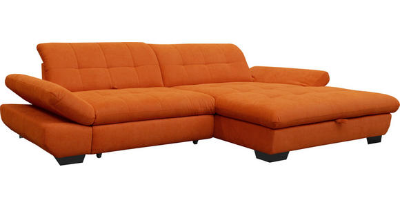 ECKSOFA  in Mikrofaser Orange  290/198 cm  - Schwarz/Orange, Design, Textil/Metall (290/198cm) - Xora