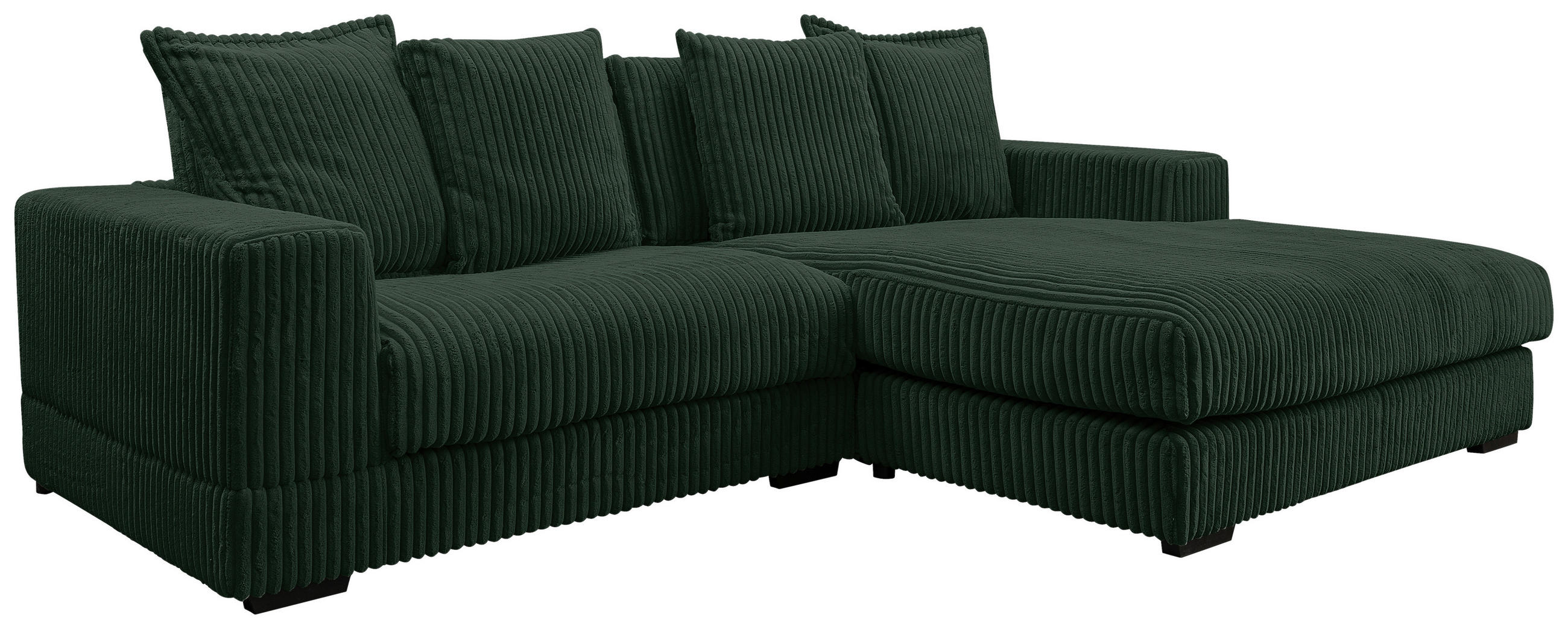 ECKSOFA in Cord Dunkelgrün  285/195 cm  - Dunkelgrün/Schwarz, Design, Kunststoff/Textil (285/195cm) - MID.YOU