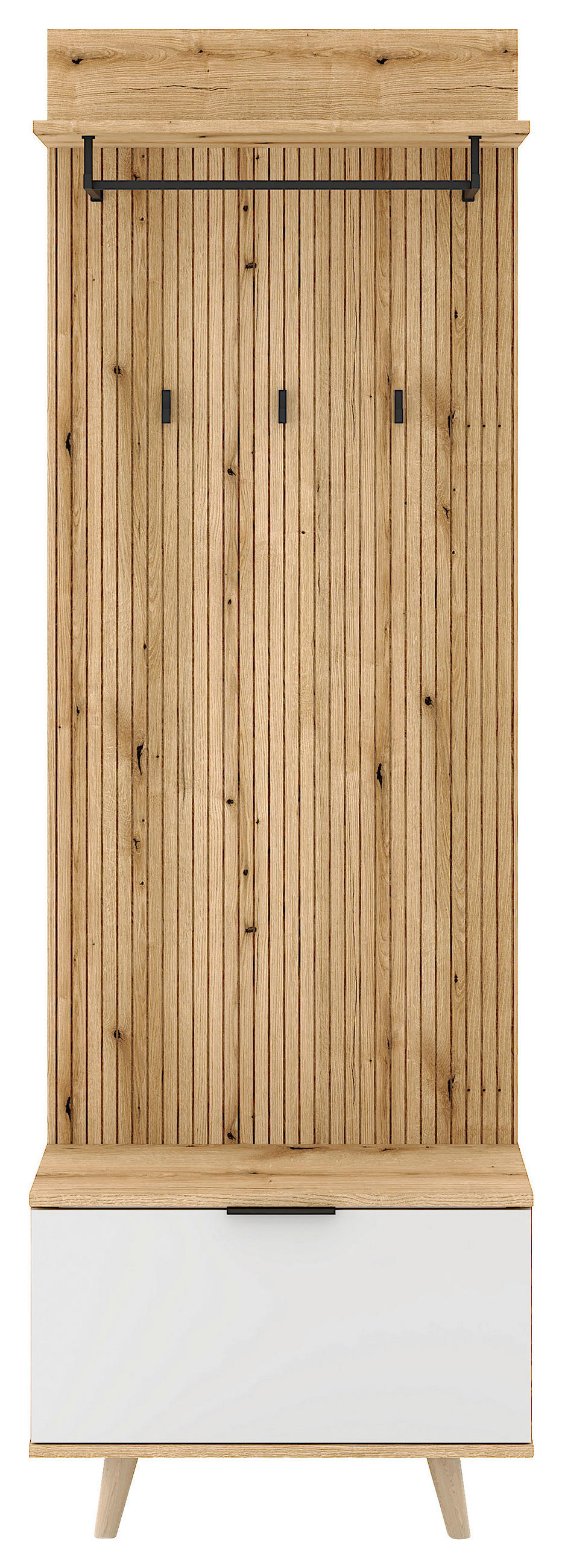 ŠATNA, bílá, barvy dubu, 65/204/40 cm - bílá/barvy dubu, Design, kompozitní dřevo (65/204/40cm) - MID.YOU