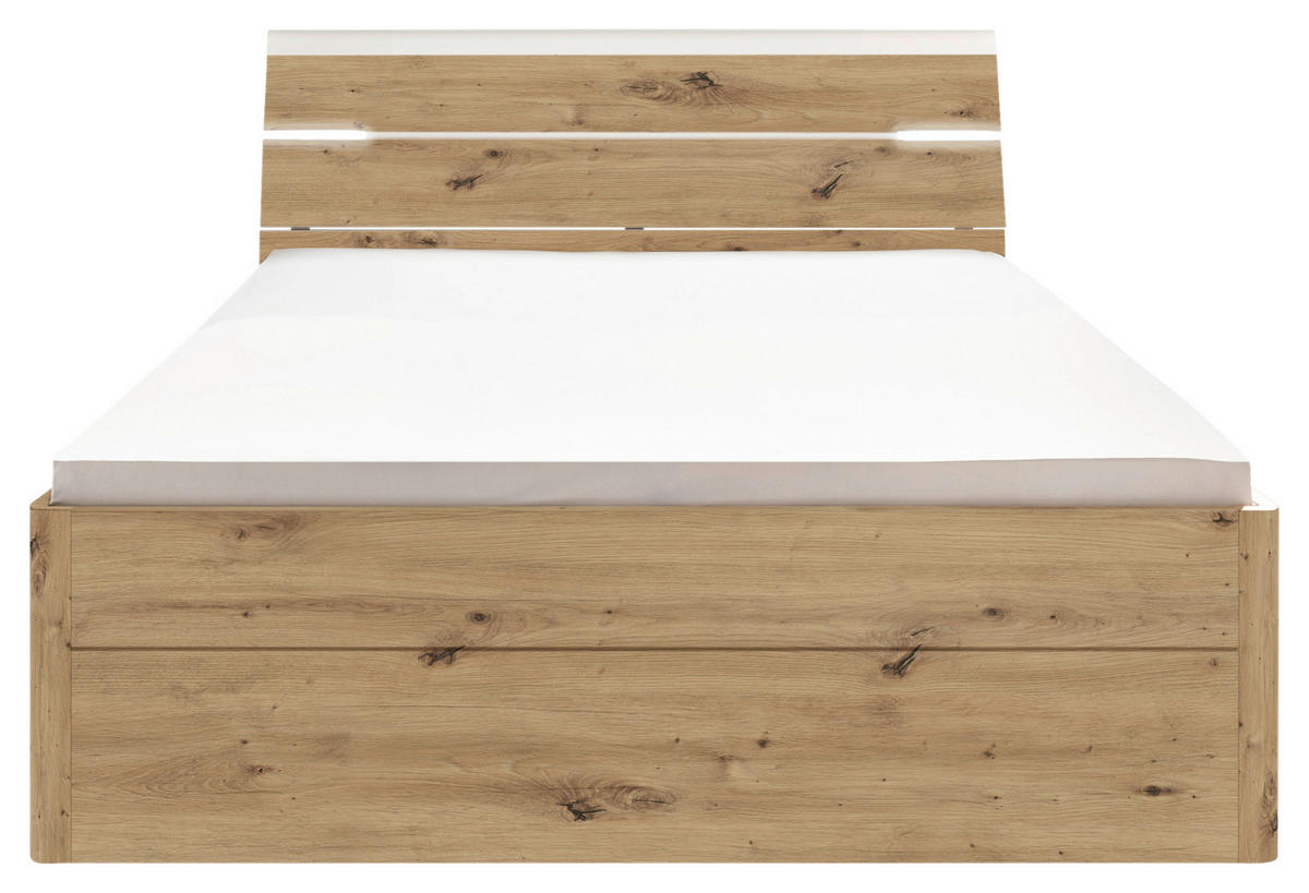 STAURAUMBETT 160/200 cm  in Weiß, Eiche Artisan  - Schwarz/Weiß, KONVENTIONELL, Holzwerkstoff/Kunststoff (160/200cm) - MID.YOU
