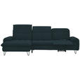 ECKSOFA in Flachgewebe Petrol  - Petrol/Schwarz, LIFESTYLE, Textil/Metall (180/310cm) - Valnatura