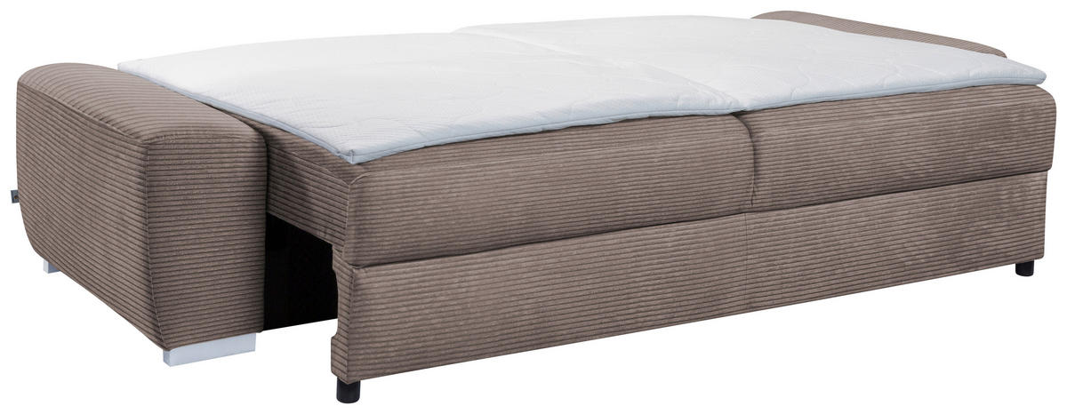 SCHLAFSOFA in Cord Cappuccino  - Chromfarben/Cappuccino, Design, Kunststoff/Textil (258/100/148cm) - Stylife