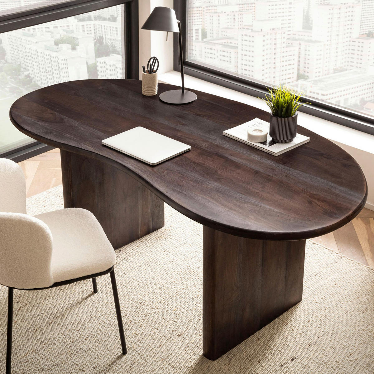 PSACÍ STŮL, tmavě hnědá, 180/90/75 cm - tmavě hnědá, Design, dřevo (180/90/75cm) - MID.YOU